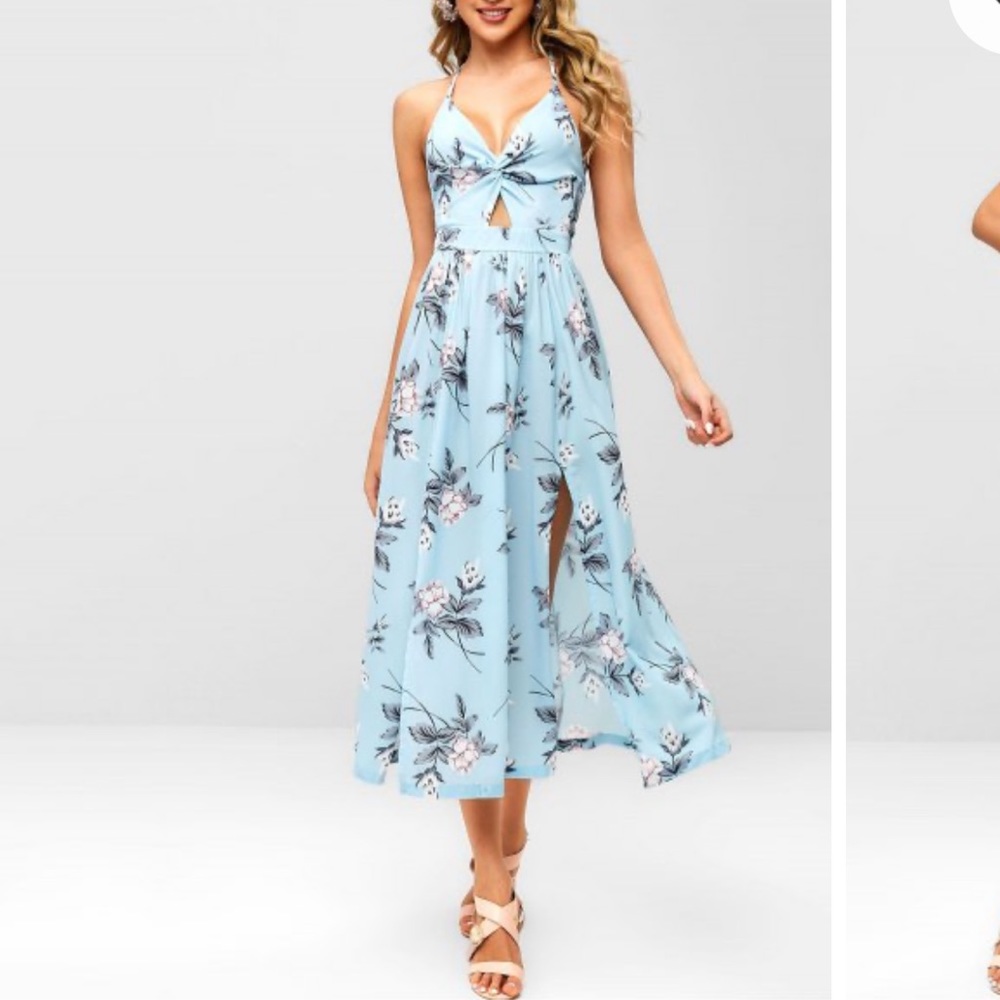 Floral baby blue dress size M by Zaful